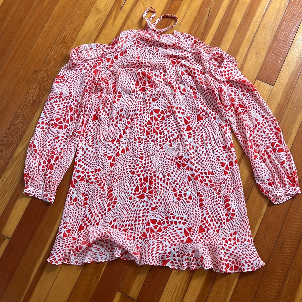 Heart Patterned off the Shoulder Dress